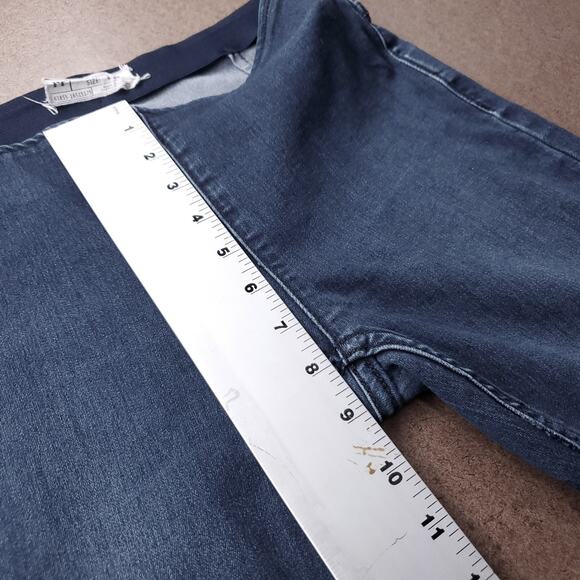 Free People Penny Flare Jeans Womens 26 Dark Blue Elastic Waist Bell Bottom Y2K - Picture 6 of 12